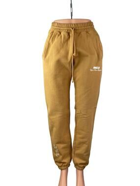 RIC3 Women's Tan High Waisted Fleece Lined Tapered Jogger Sweat Pants Size S